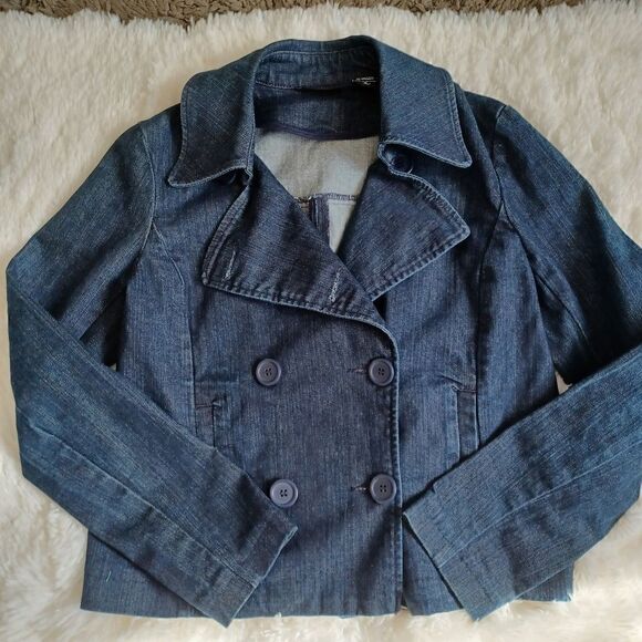 New York and co. denim double breast buttoned pea coat size S - Picture 4 of 16